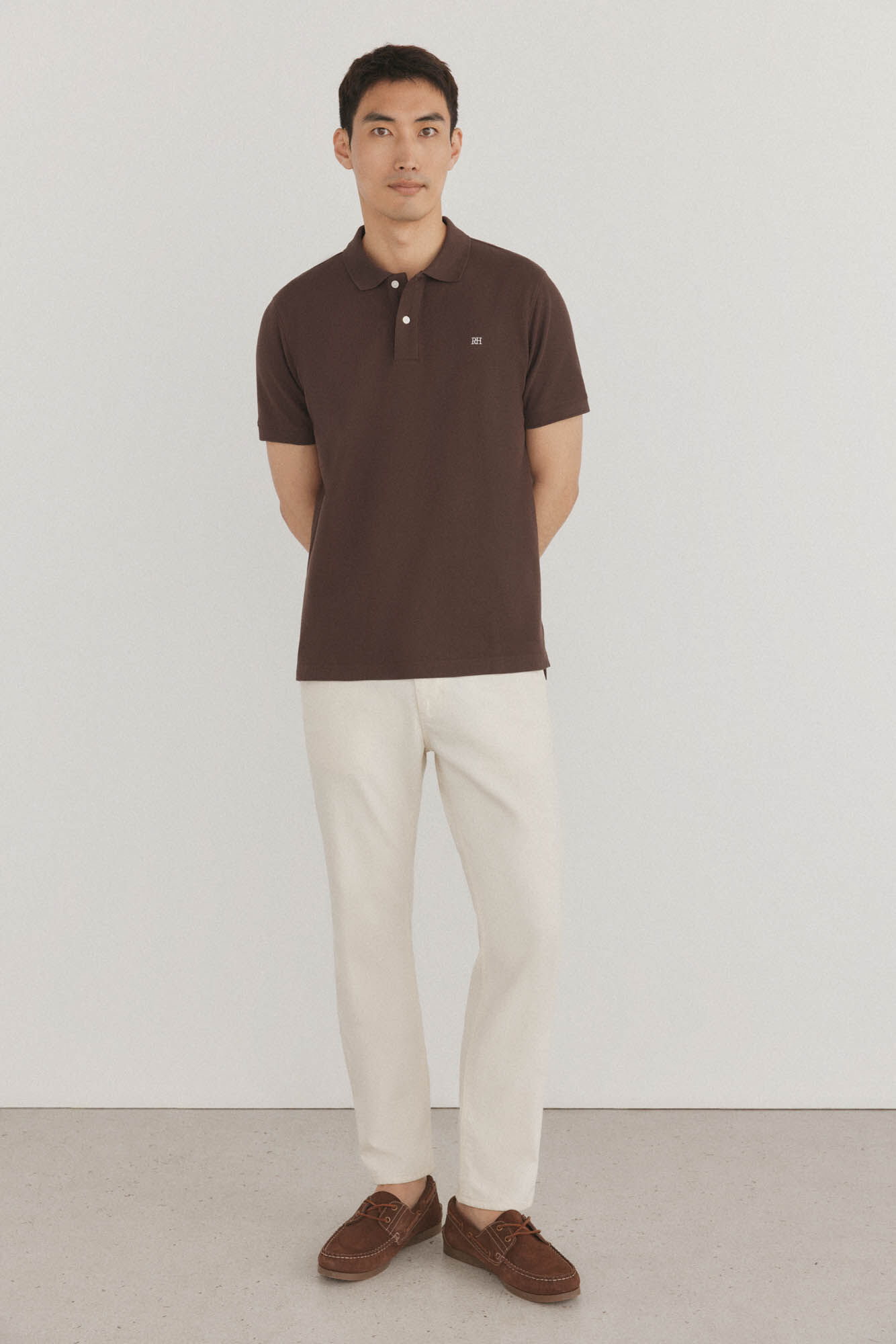 Pedro del Hierro Basic regular piqu&eacute; polo shirt Brown