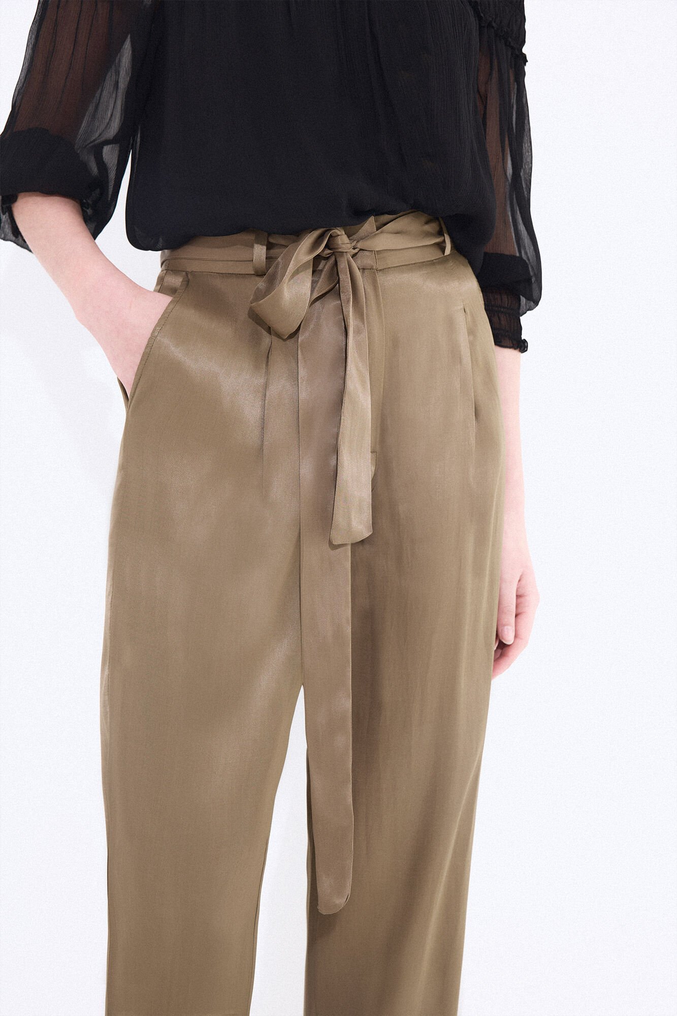 Pedro del Hierro Green satin trousers