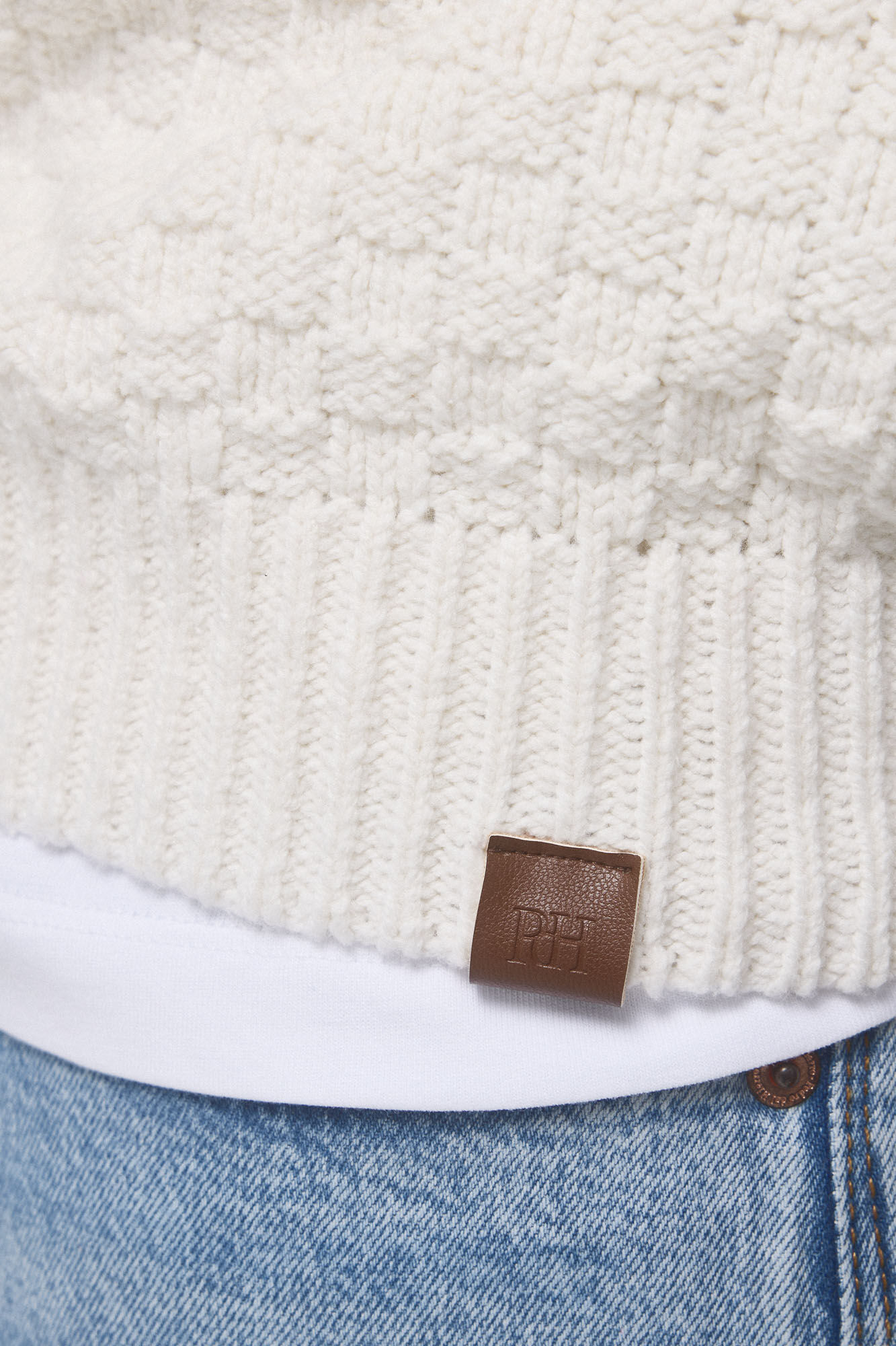 Pedro del Hierro Colete em malha de algod&atilde;o com estrutura quadrada Ecru