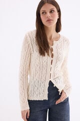 Pedro del Hierro Fancy openwork with crochet trim jacket Ecru