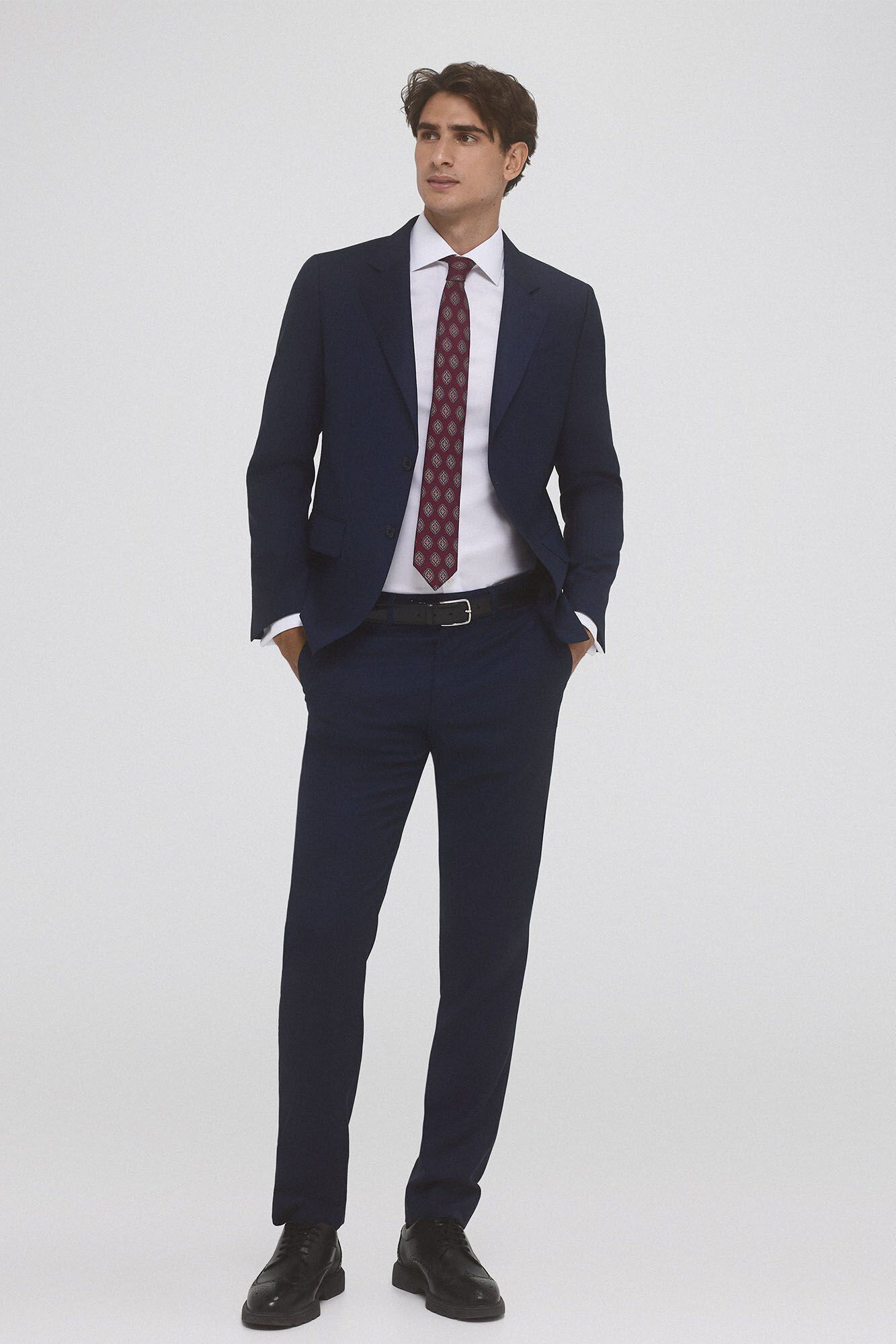 Pedro del Hierro Cufflink dress shirt non iron and stain resistant plain tailored fit White