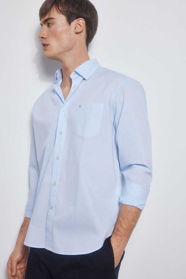 Pedro del Hierro Plain textured shirt Blue