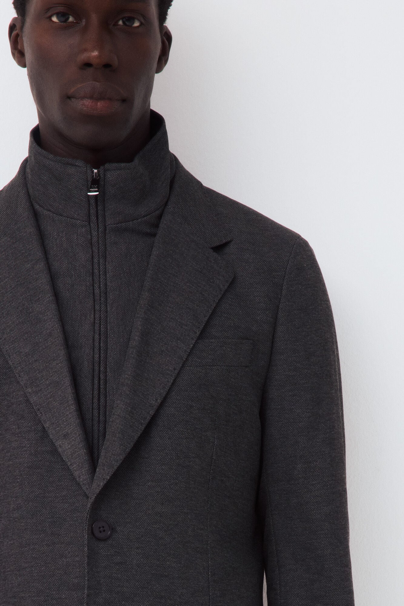 Pedro del Hierro Knit jacket with removable lining Grey