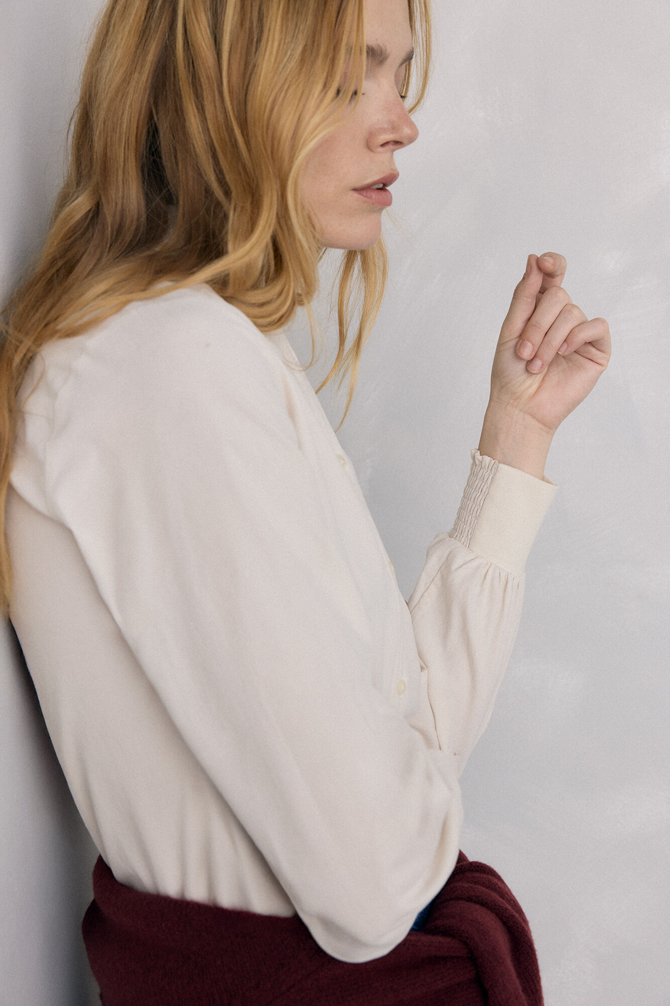 Pedro del Hierro Camisa em bombazina Ecru