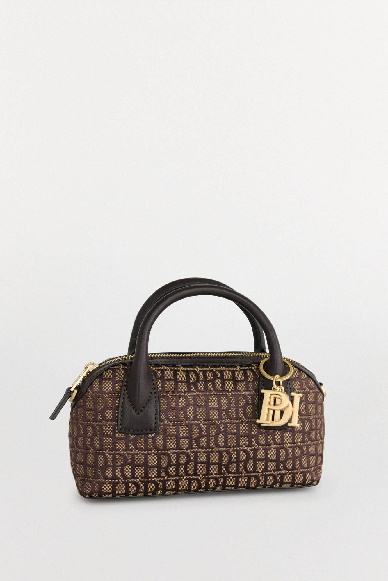 Pedro del Hierro Bolso bowling jacquard mini Marr&oacute;n