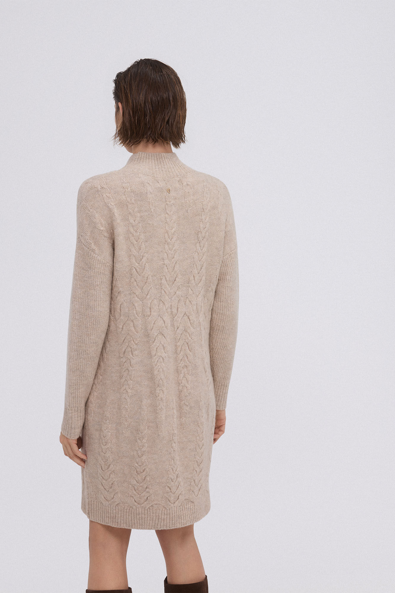 Pedro del Hierro Jersey-knit cross-knit dress Beige