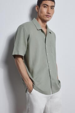 Pedro del Hierro Camisa camp collar manga corta Verde