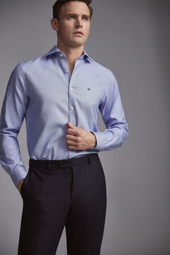 Pedro del Hierro Tailored fit textured Tech Non-Iron dress shirt Blue