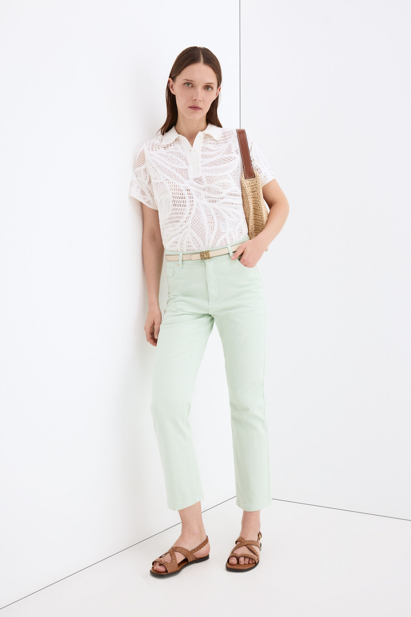 Pedro del Hierro Jeans straight capri basic Turquesa