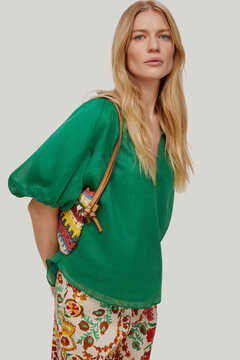 Pedro del Hierro Blouse with puffed sleeves Green
