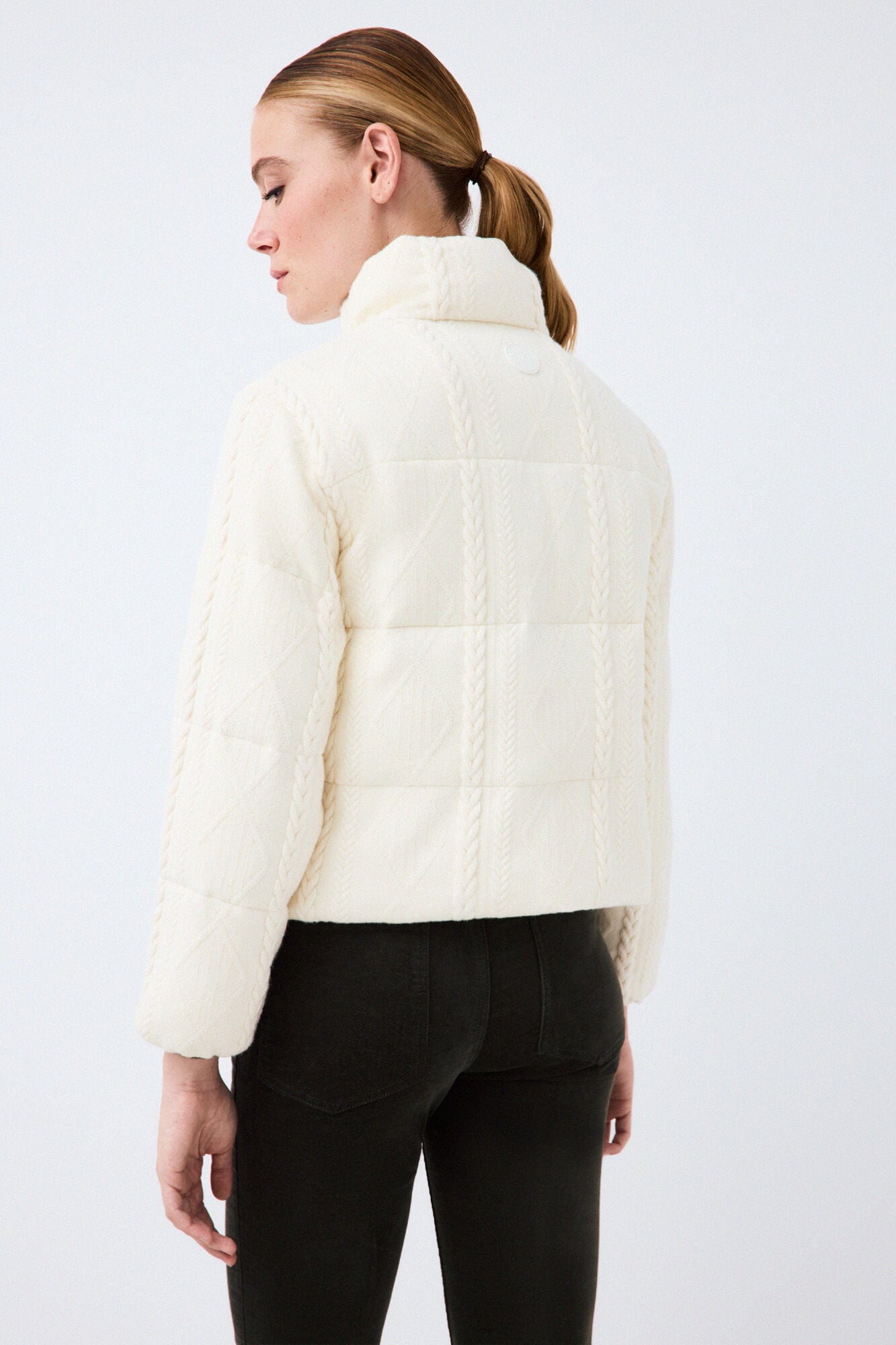 Pedro del Hierro Short jersey-knit parka Ecru