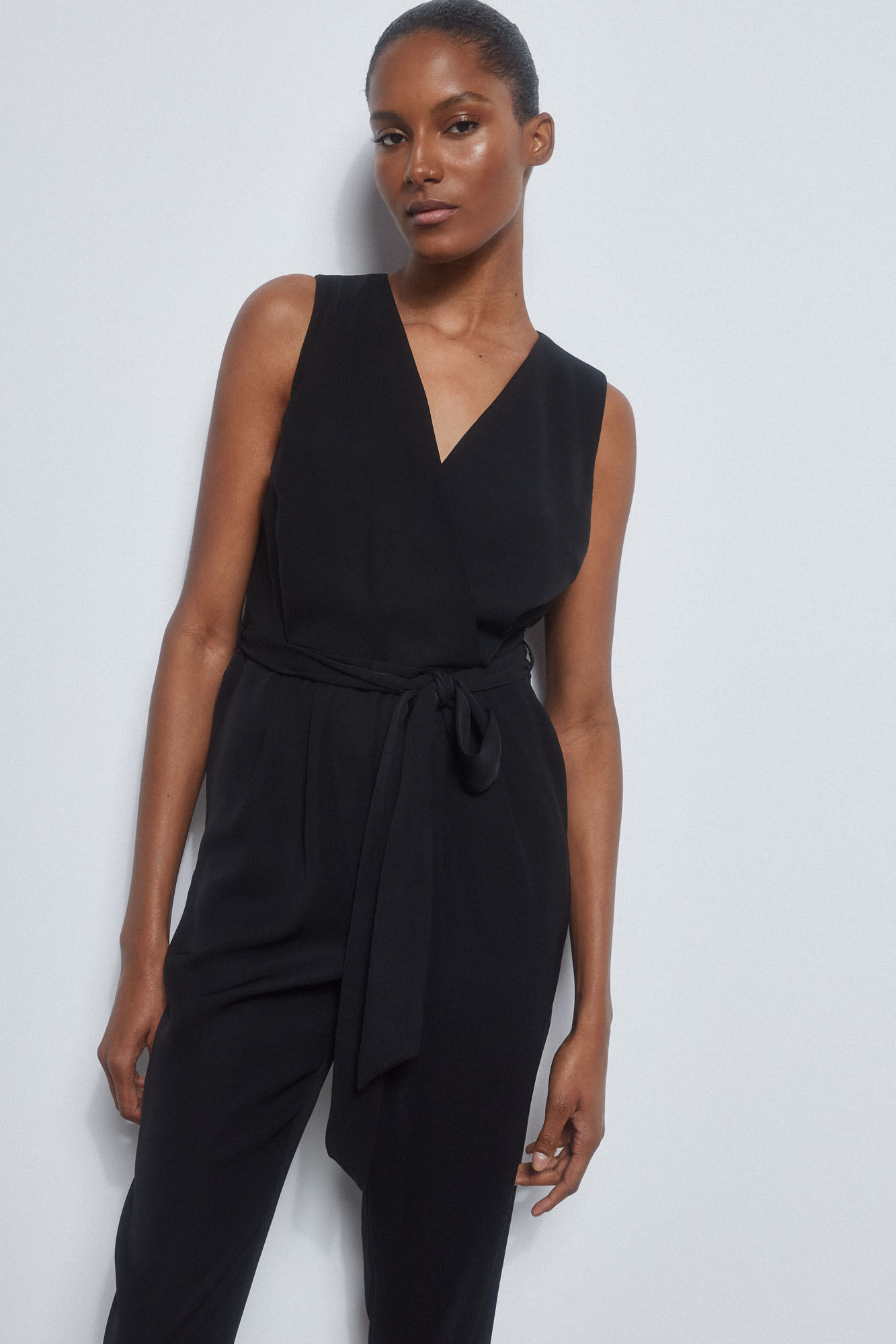 Pedro del Hierro Crossover jumpsuit with belt Black