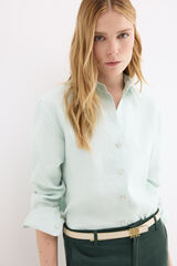 Pedro del Hierro Camisa manga comprida em linho Turquesa