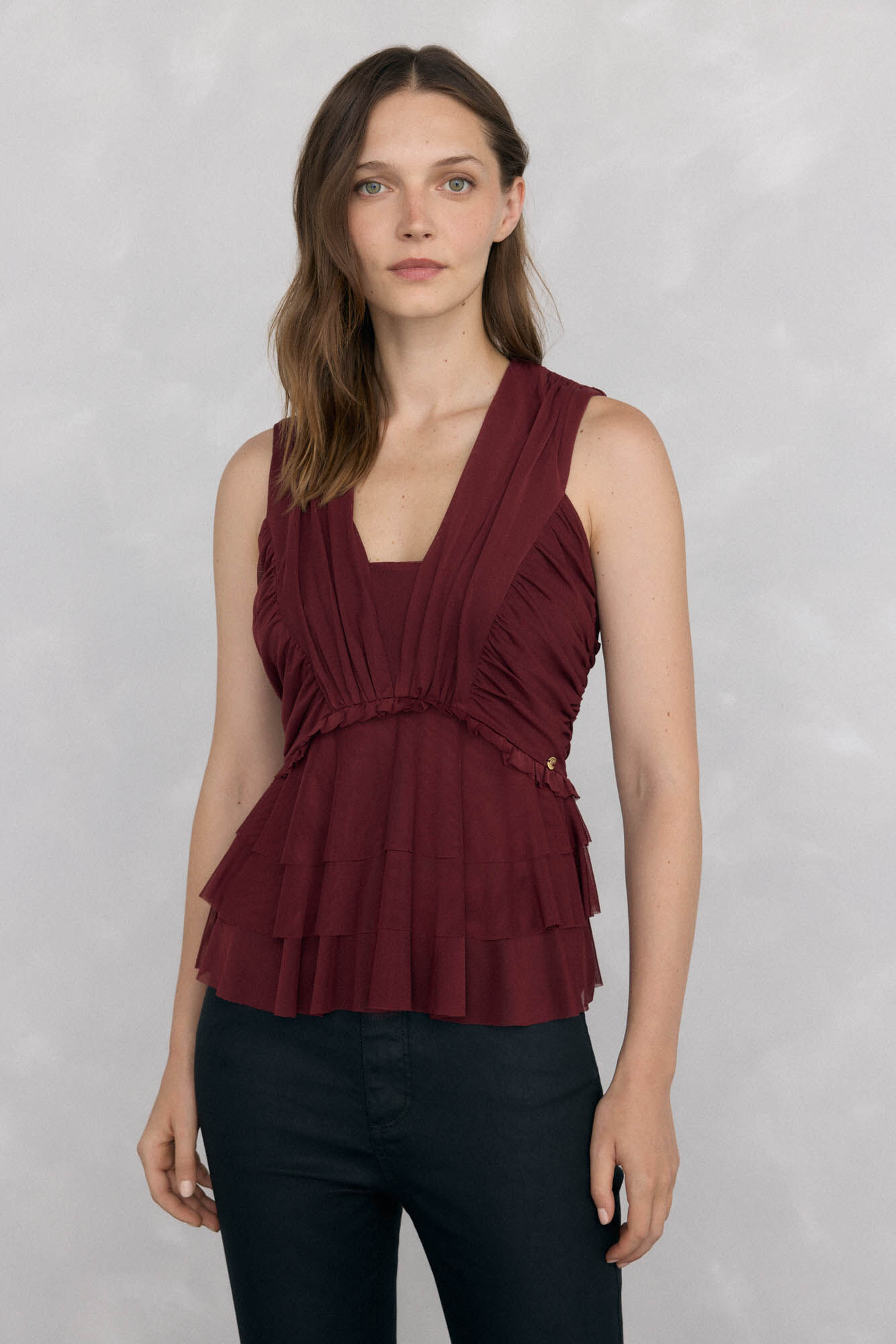 Pedro del Hierro Top de tule com al&ccedil;as