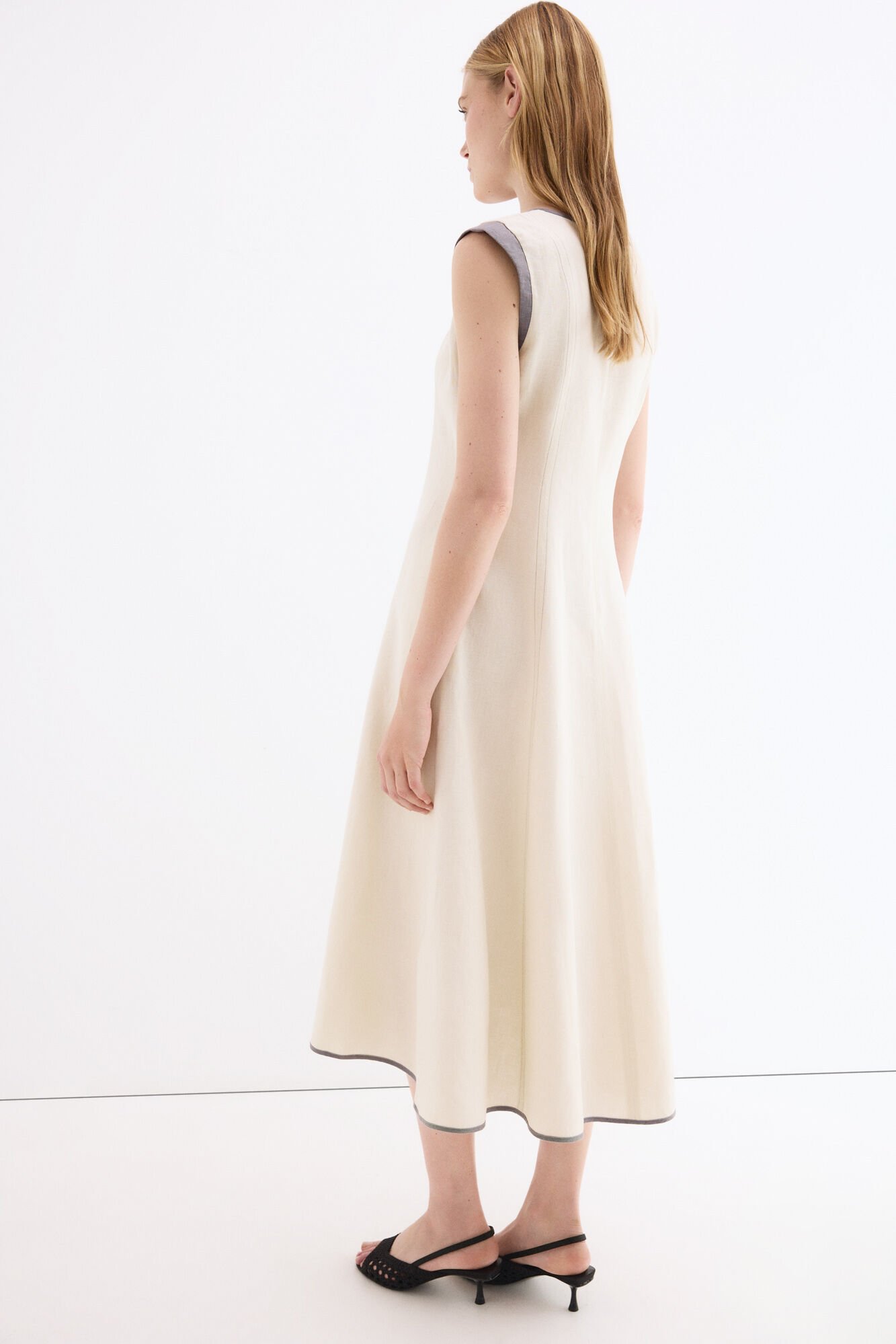 Pedro del Hierro Midi slit dress Ecru