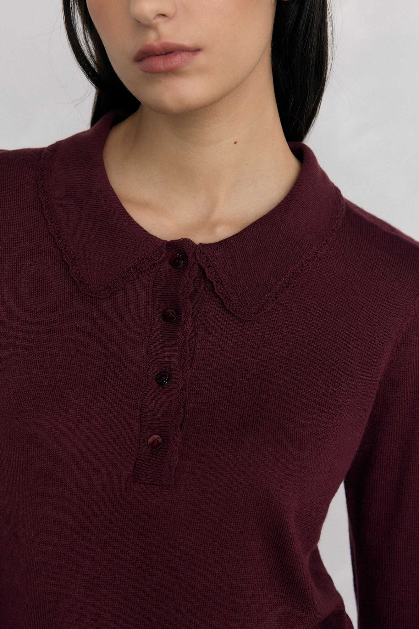 Pedro del Hierro Jersey-knit polo neck jumper Burgundy