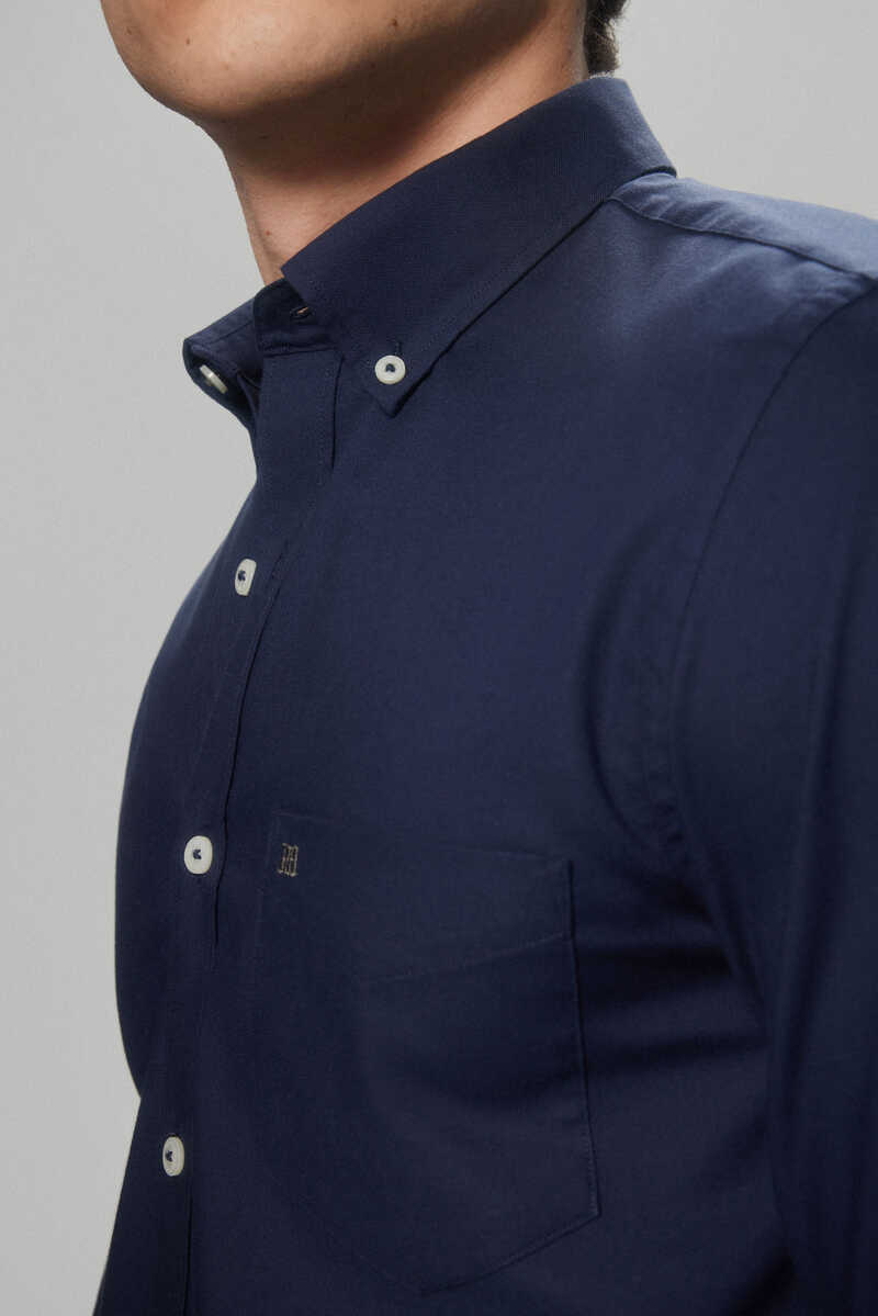 Pedro del Hierro Plain non-iron Oxford shirt Blue