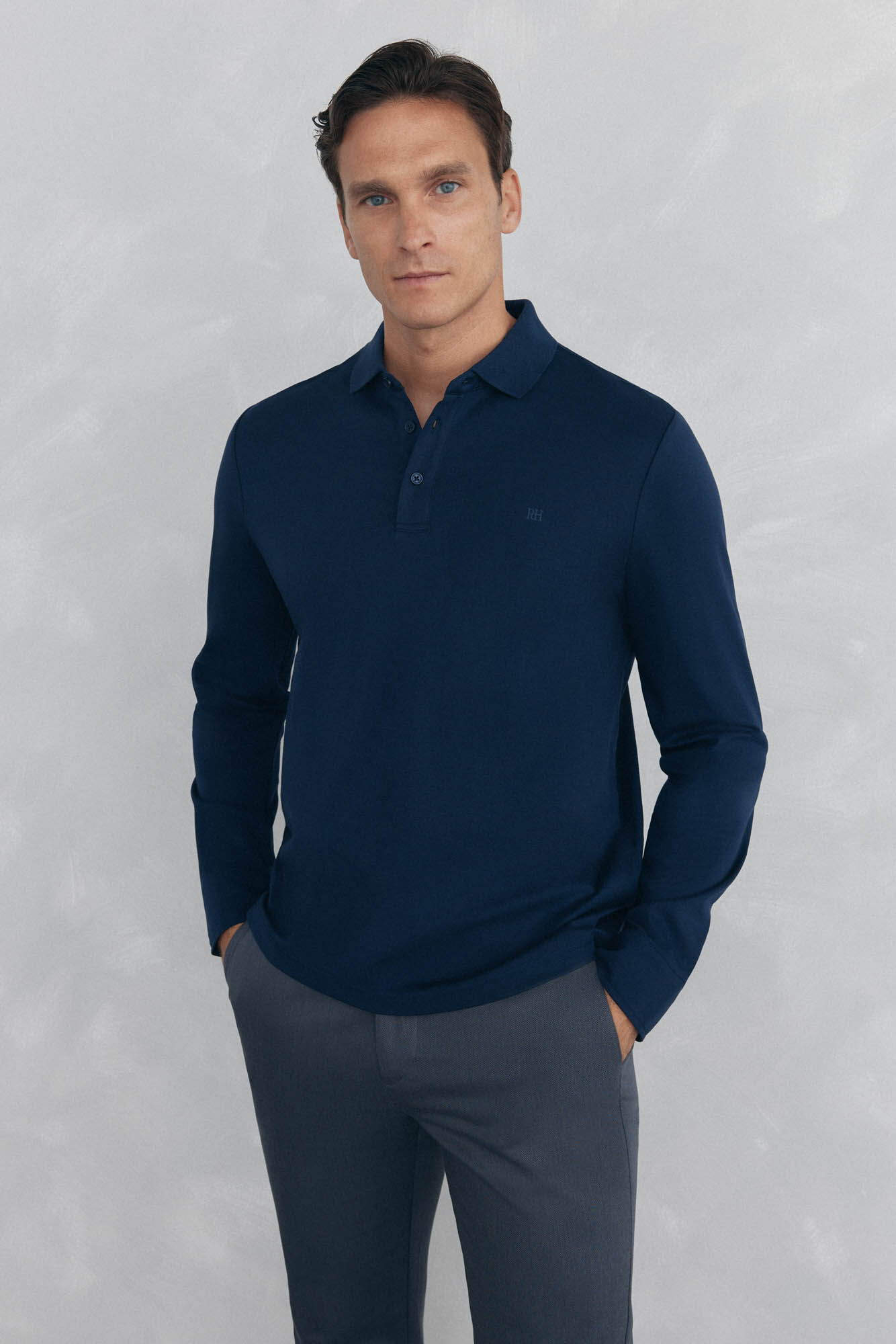 Pedro del Hierro Mercerized long sleeve polo shirt