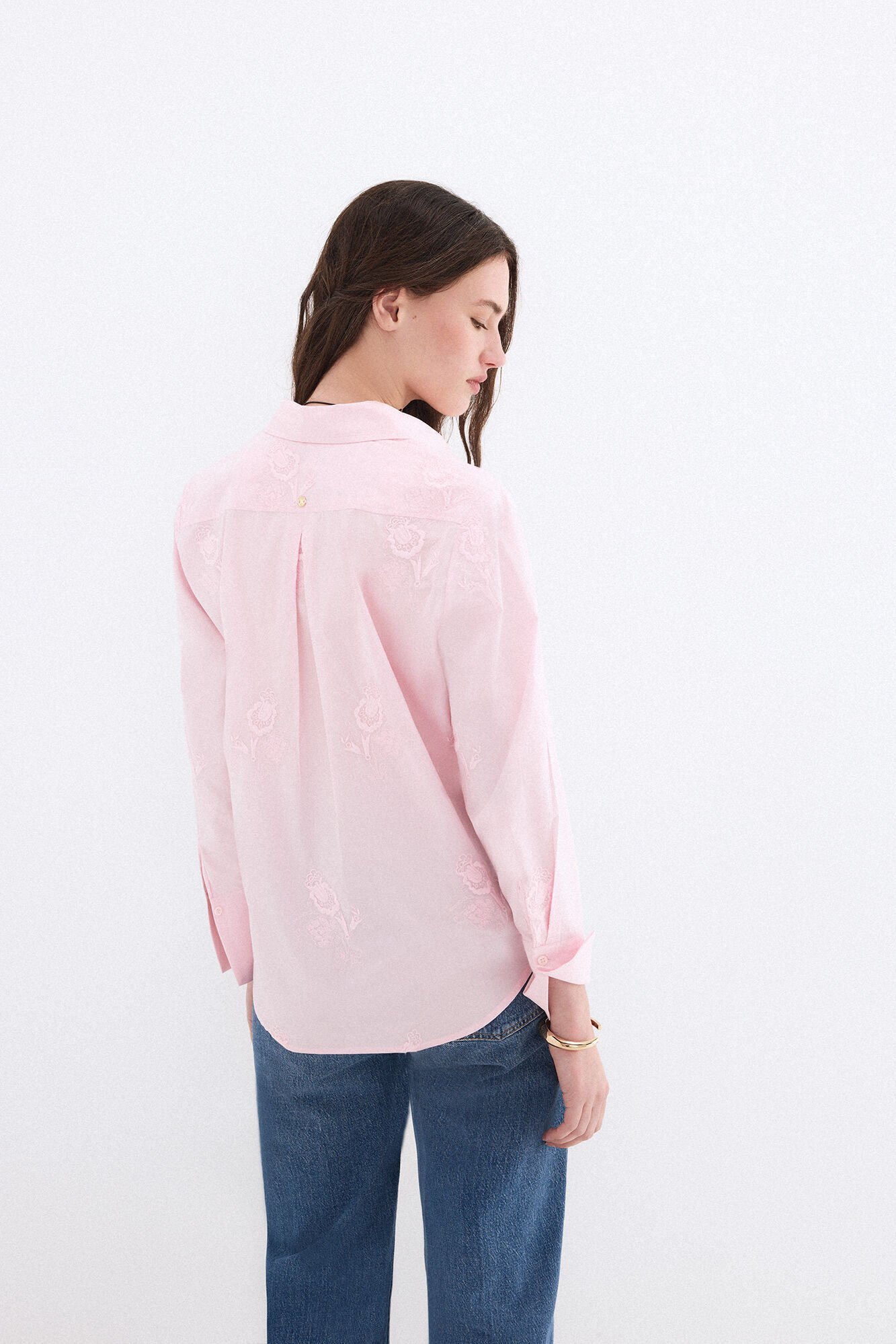 Pedro del Hierro Loose embroidered shirt Pink