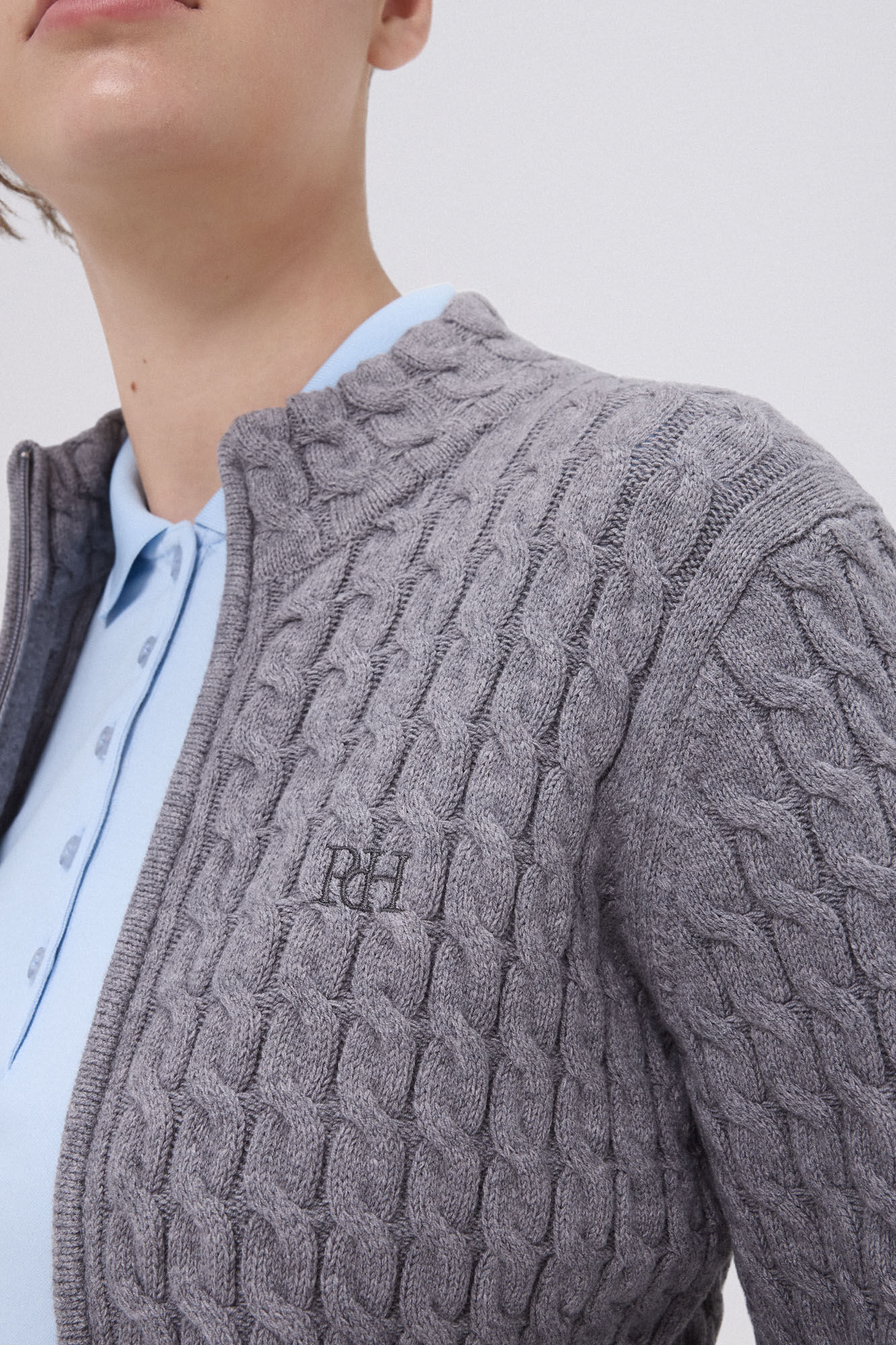 Pedro del Hierro Jaqueta de malha cinza golfe Azul