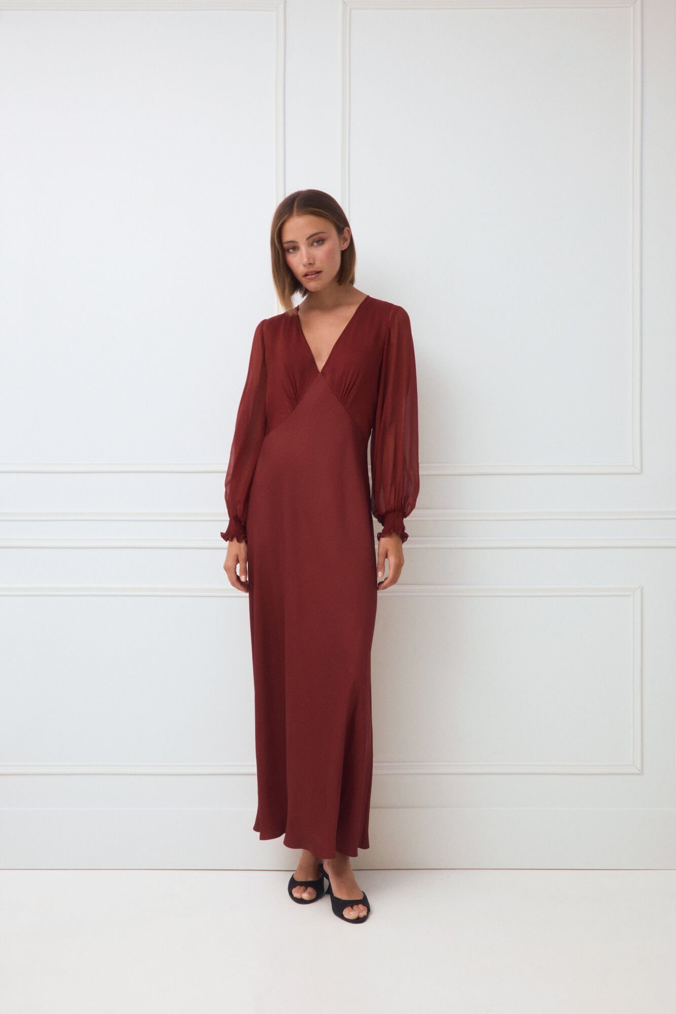TFP by Tamara Falc&oacute; Combined midi long dress Burgundy