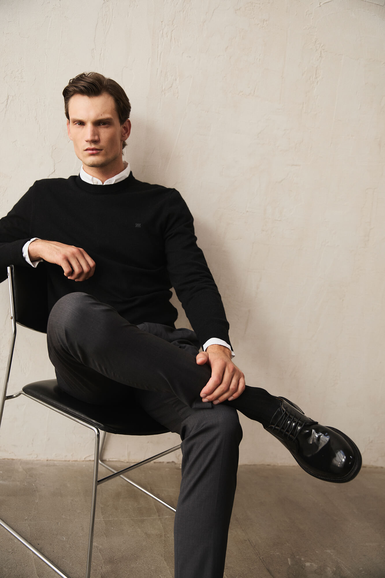 Pedro del Hierro Fine premium cotton round neck sweater