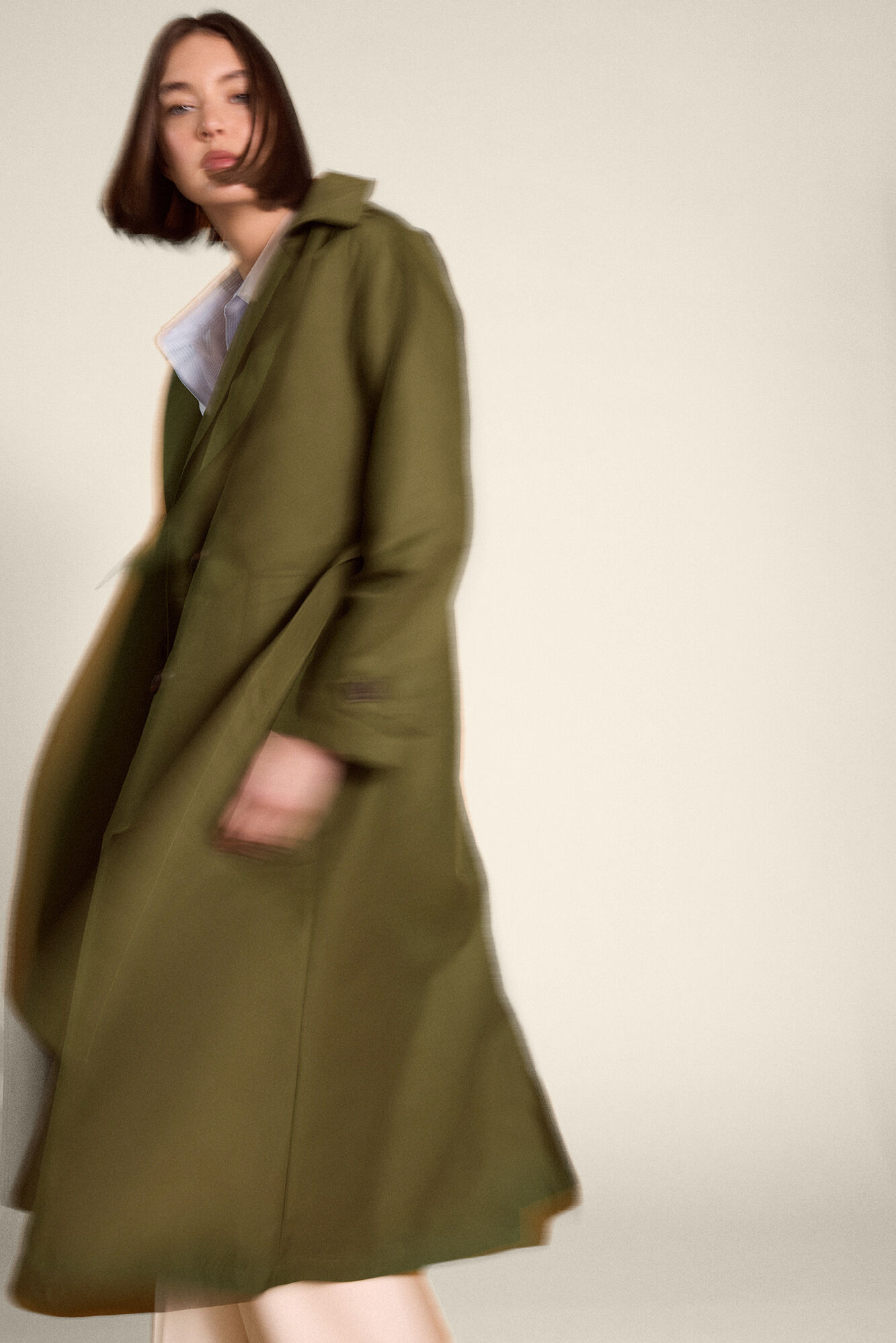 TFP by Tamara Falc&oacute; Long hooded trench coat Green