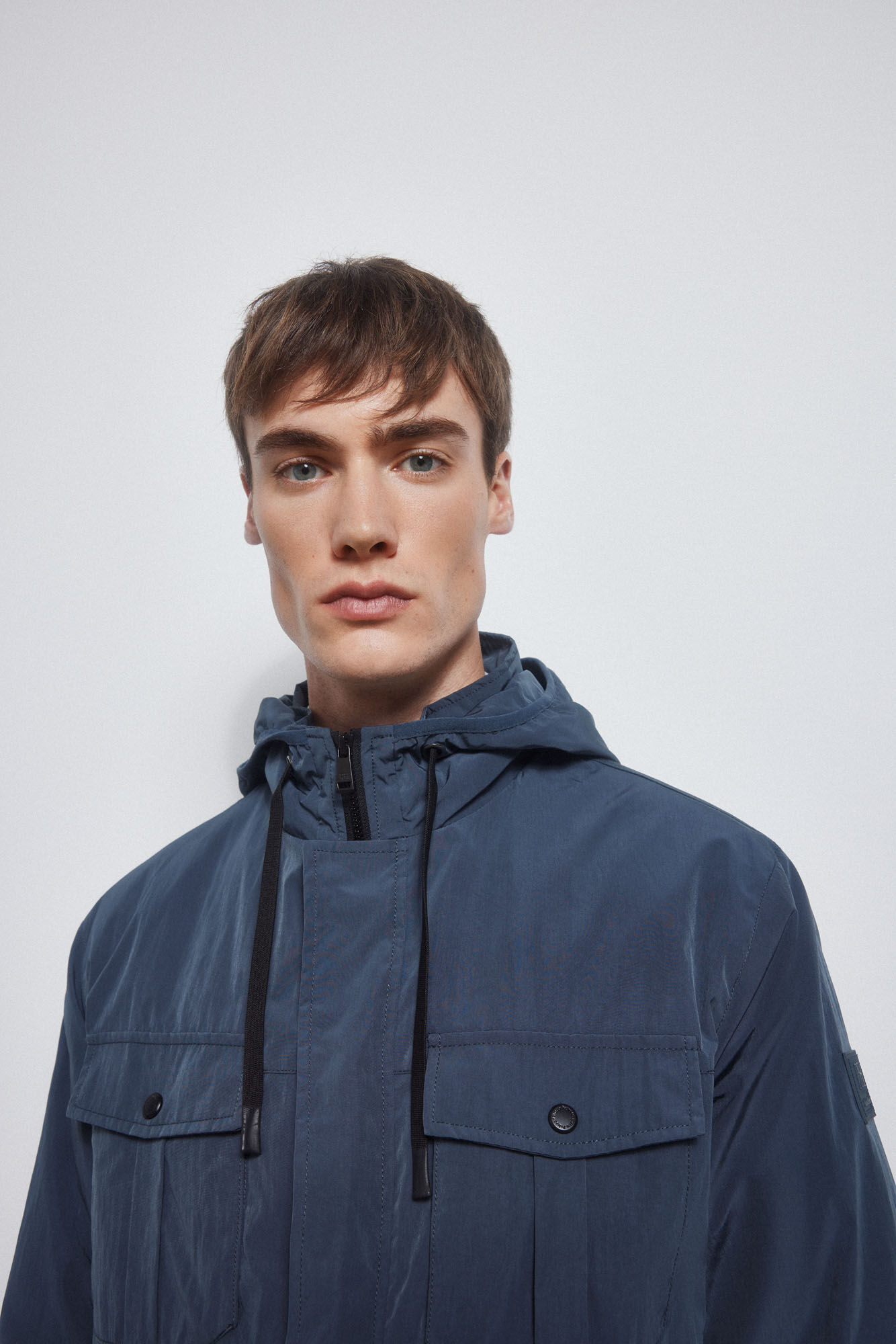 Pedro del Hierro Technical hooded jacket Blue