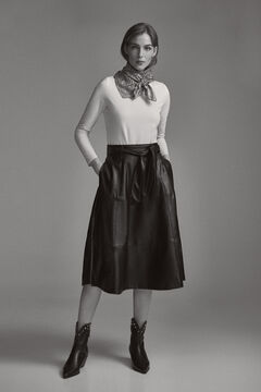 Pedro del Hierro Faux leather midi skirt Black