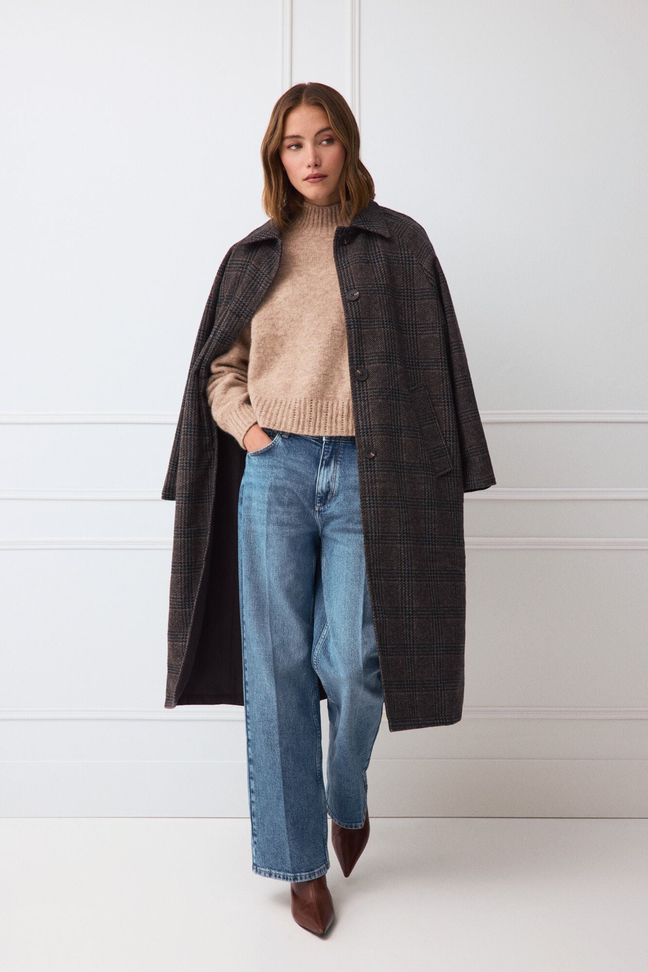 TFP by Tamara Falc&oacute; Cropped cross-knit jumper Beige