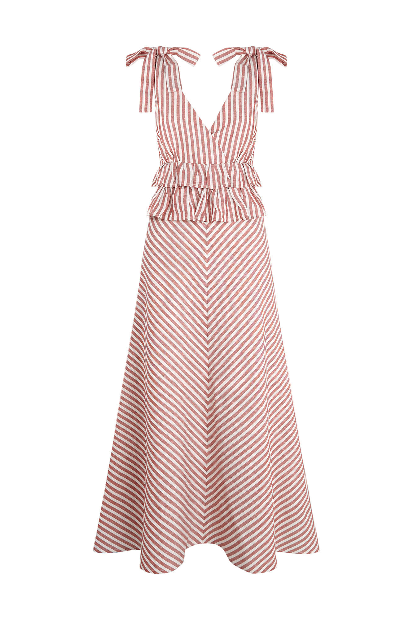 Pedro del Hierro Linen long dress with bow details Pink