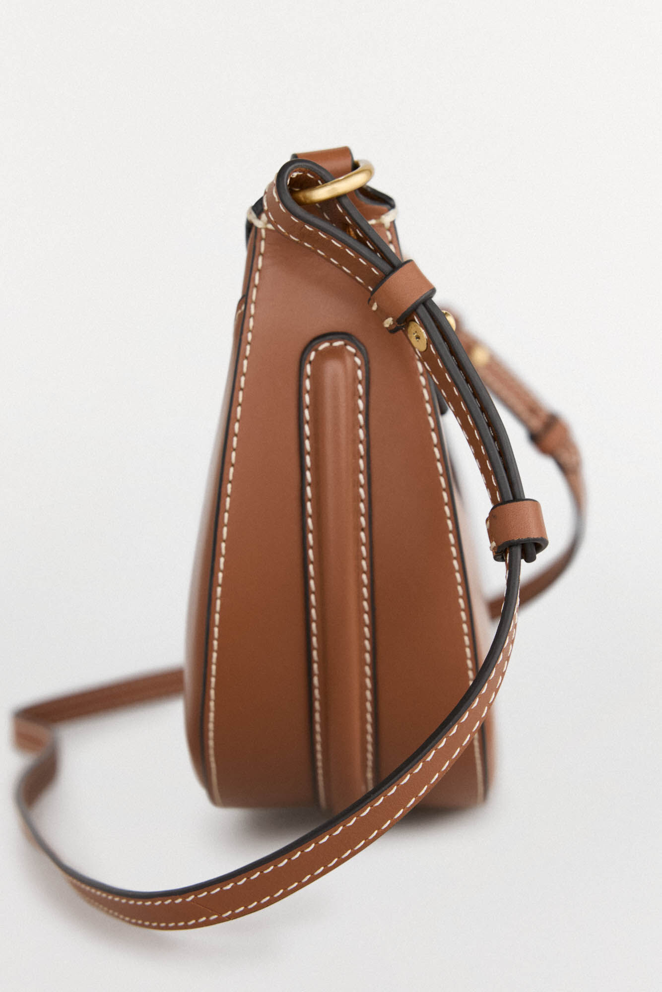 Pedro del Hierro Oval leather crossbody bag Brown