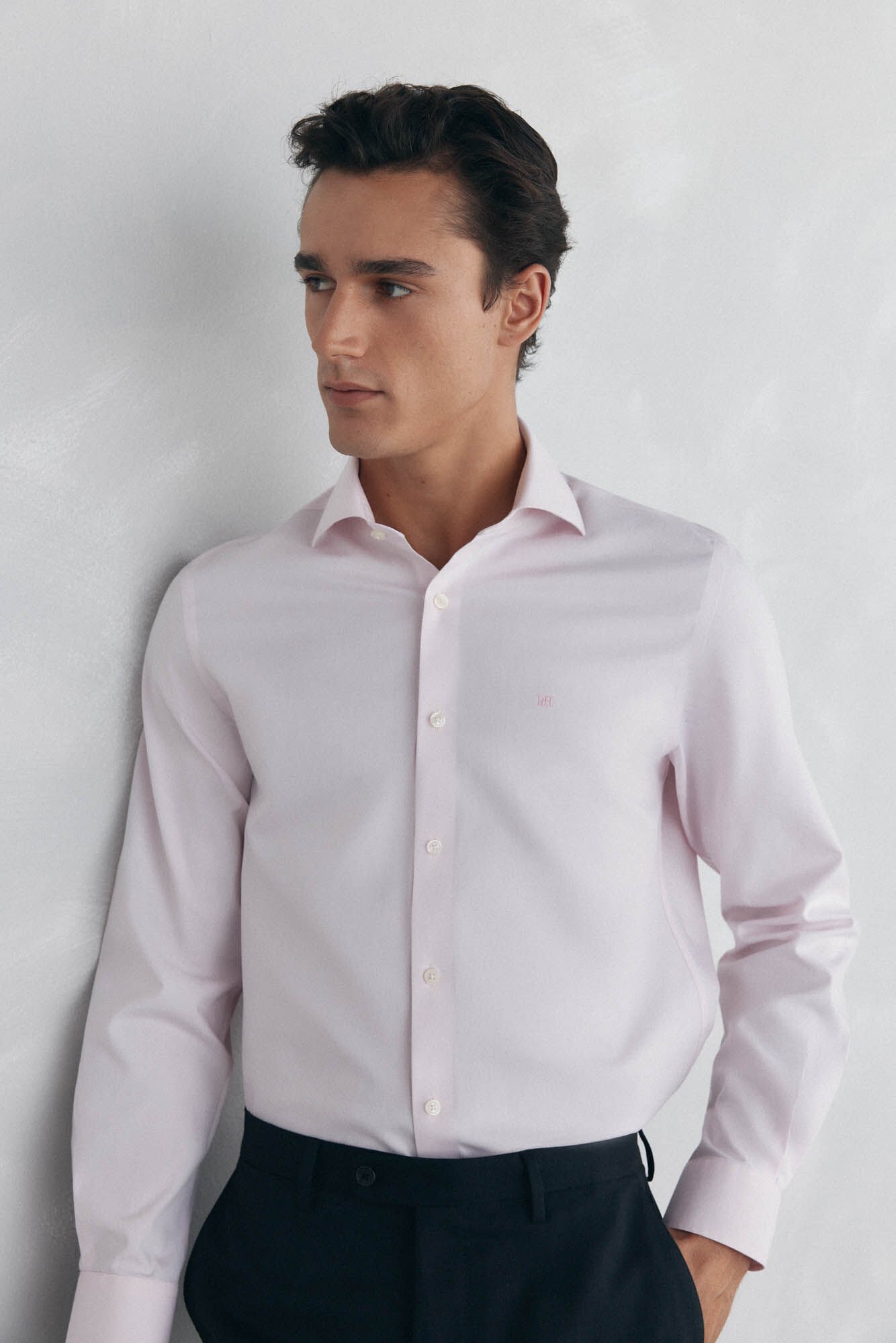 Pedro del Hierro Plain non iron + stain resistant dress shirt Pink