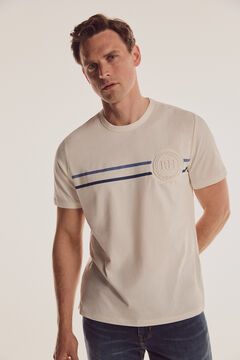 Pedro del Hierro T-shirt with stripes across the chest Ecru