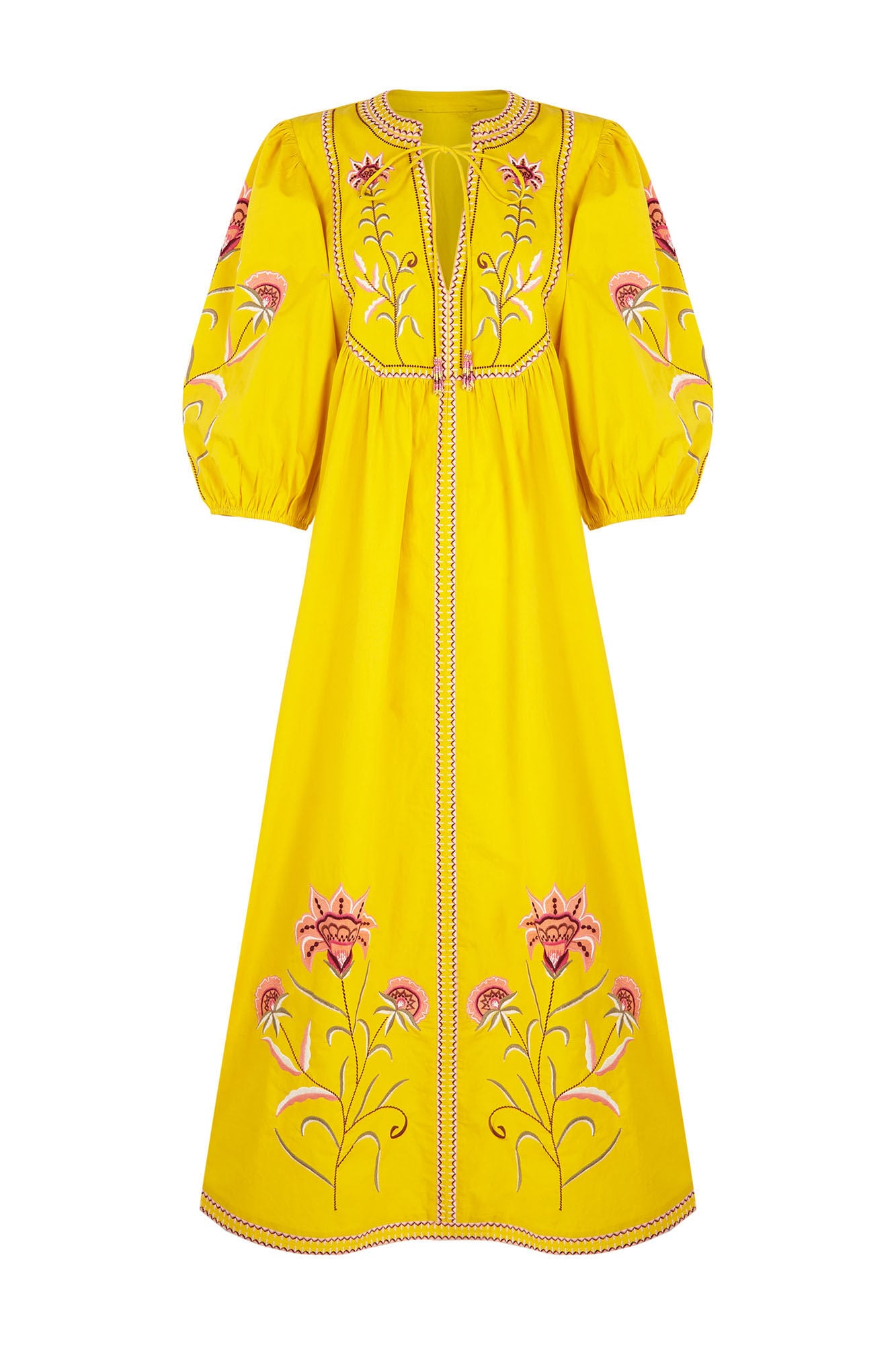 Pedro del Hierro Embroidered tunic dress Yellow