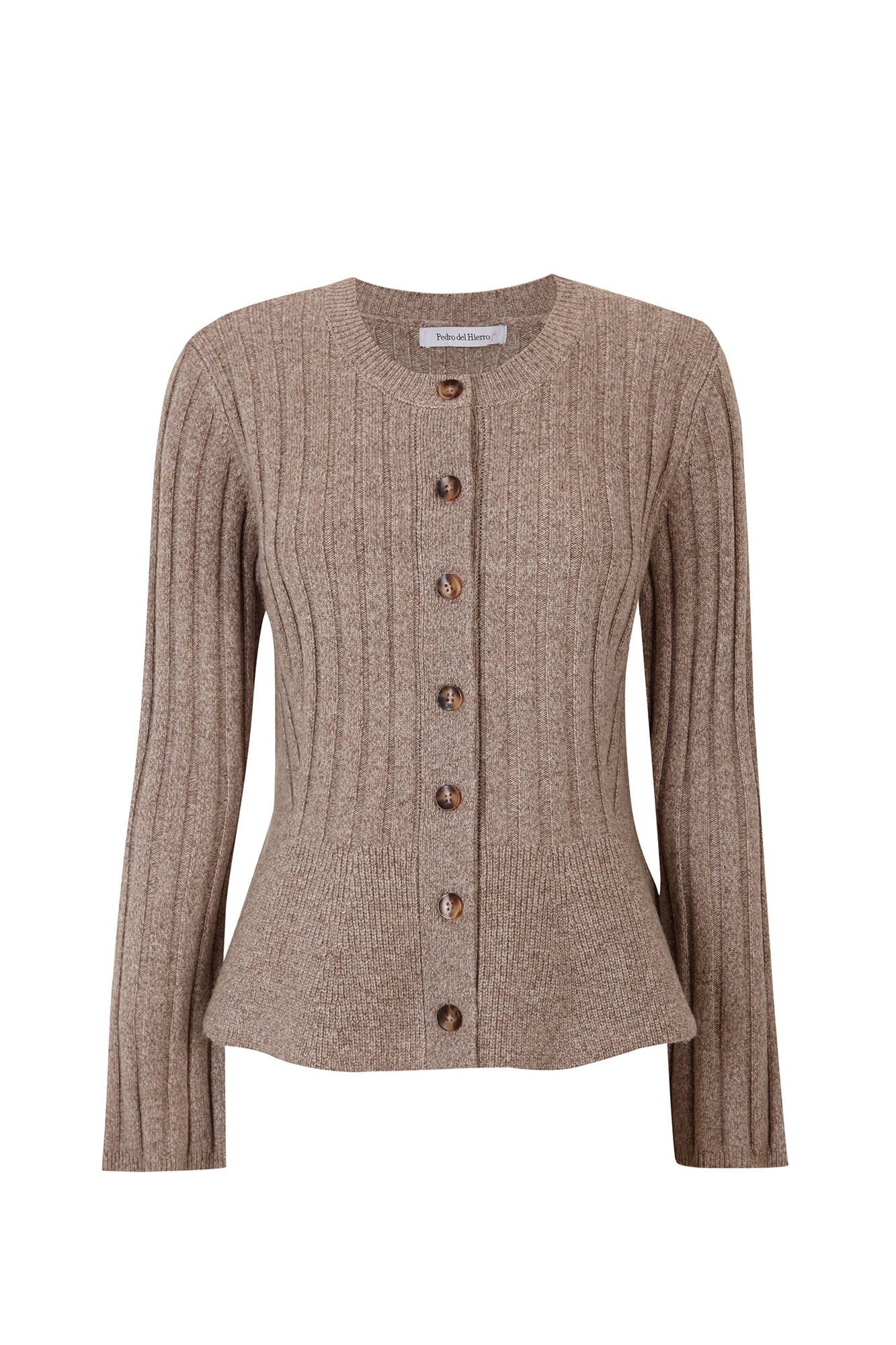 Pedro del Hierro Ribbed peplum jacket with buttons Ecru