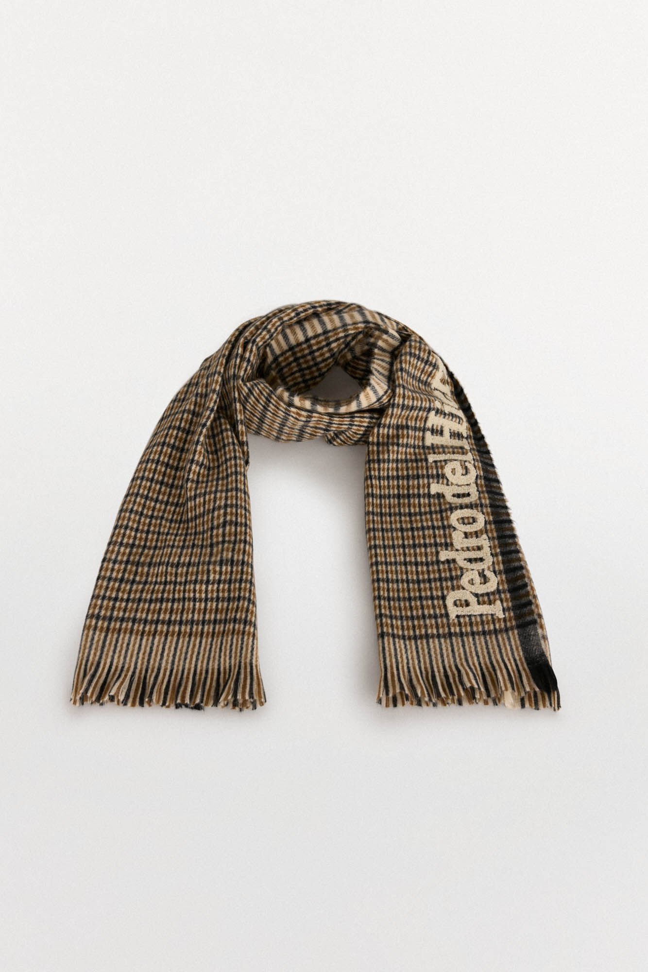 Pedro del Hierro Cachecol de tecido xadrez Cizento