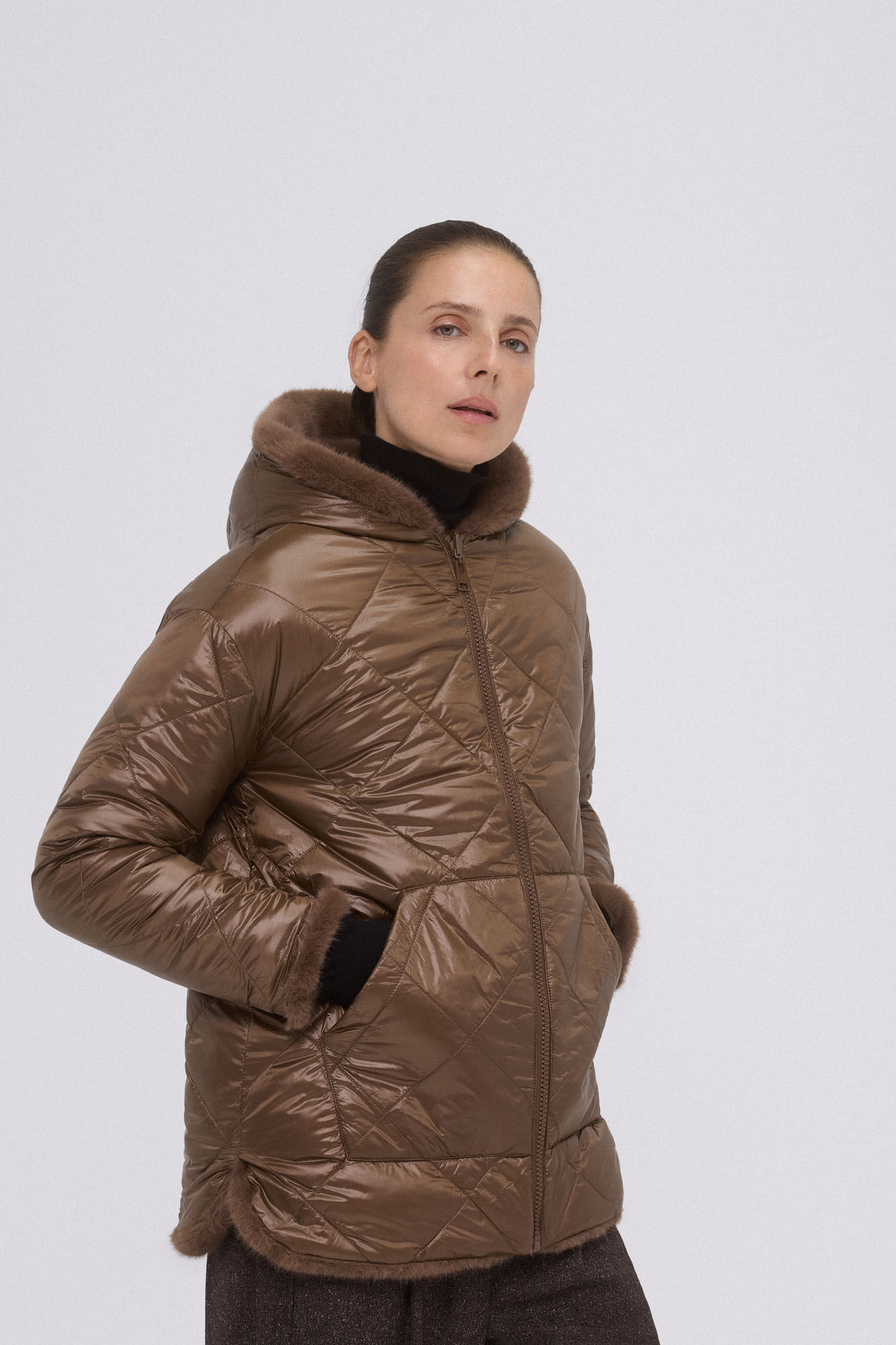 Pedro del Hierro Reversible fur parka Brown