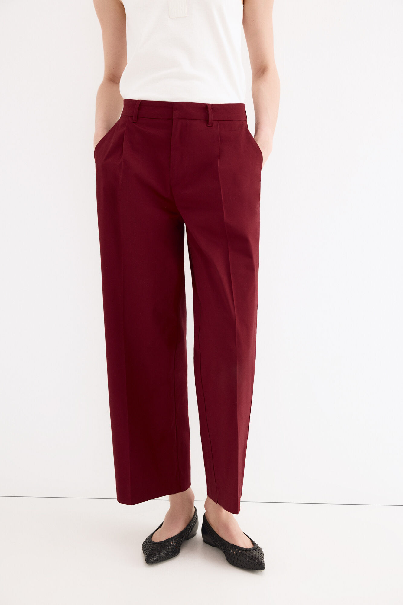 Pedro del Hierro Classic wide leg trousers Burgundy