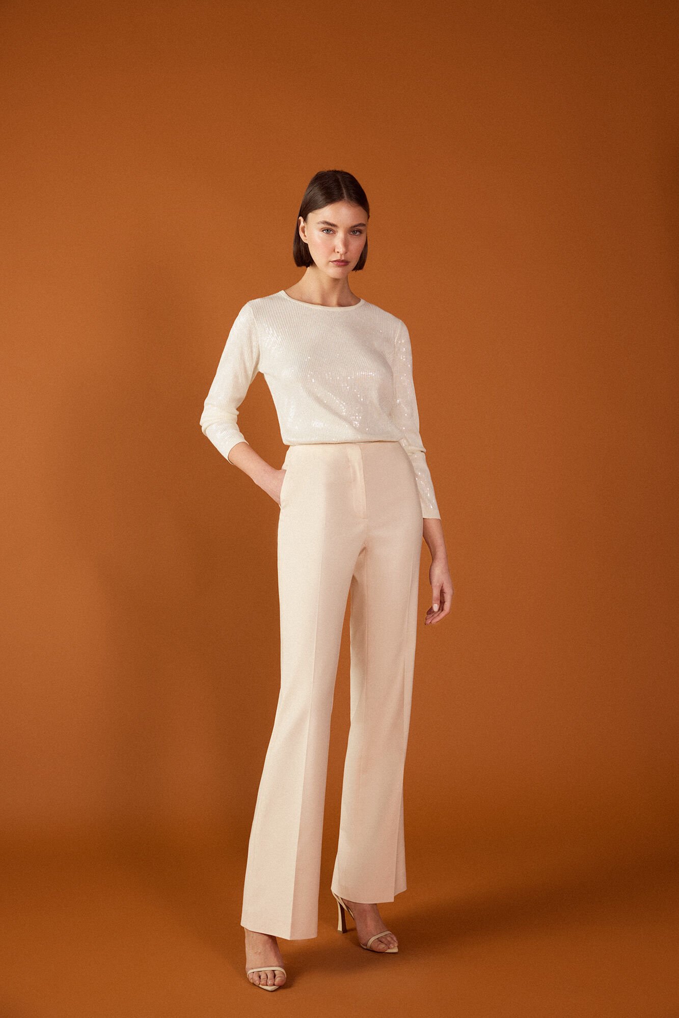 TFP by Tamara Falc&oacute; Sheer sequin jumper Ecru