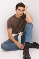 Pedro del Hierro Camiseta b&aacute;sica logo Marr&oacute;n