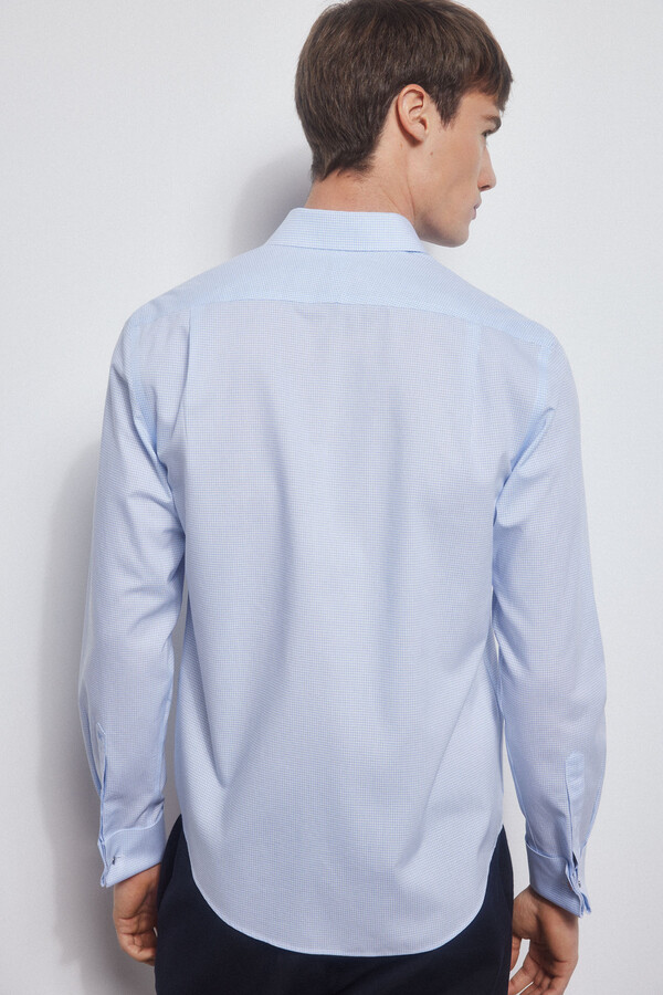 Pedro del Hierro Checked non-iron + stain-resistant shirt Blue