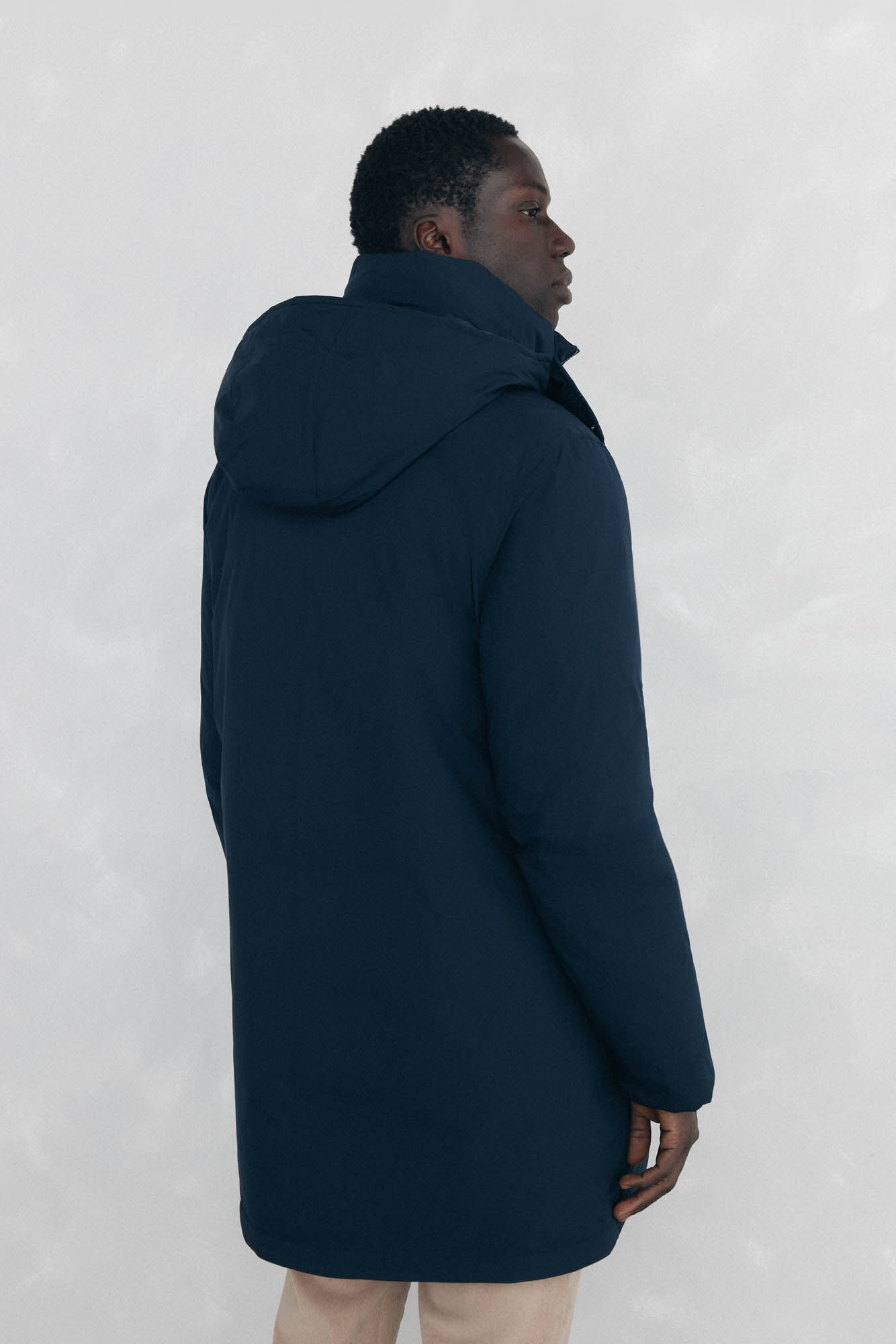 Pedro del Hierro Long parka with hood and views Blue
