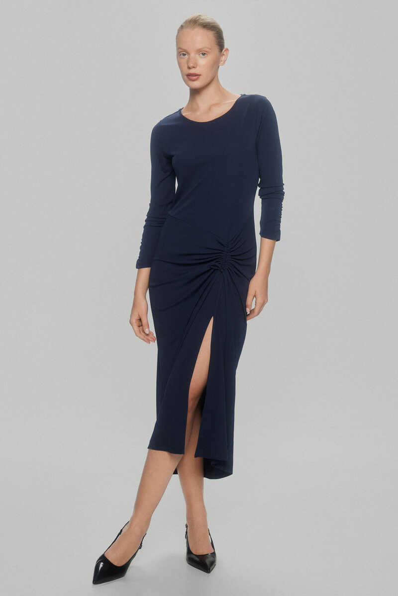 Pedro del Hierro Ruched jersey-knit dress Blue