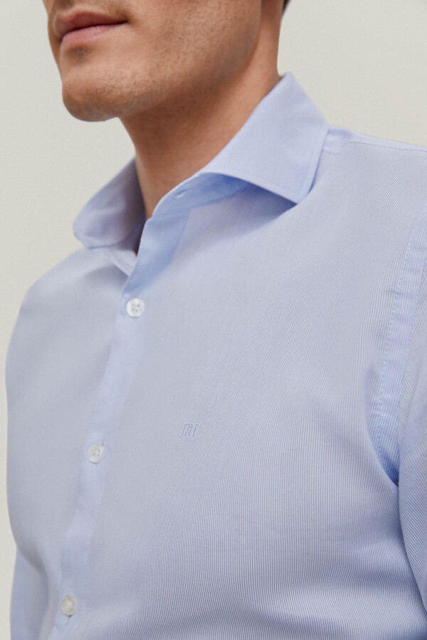 Pedro del Hierro Camisa lisa corte slim, fácil passar + antiodor  Azul