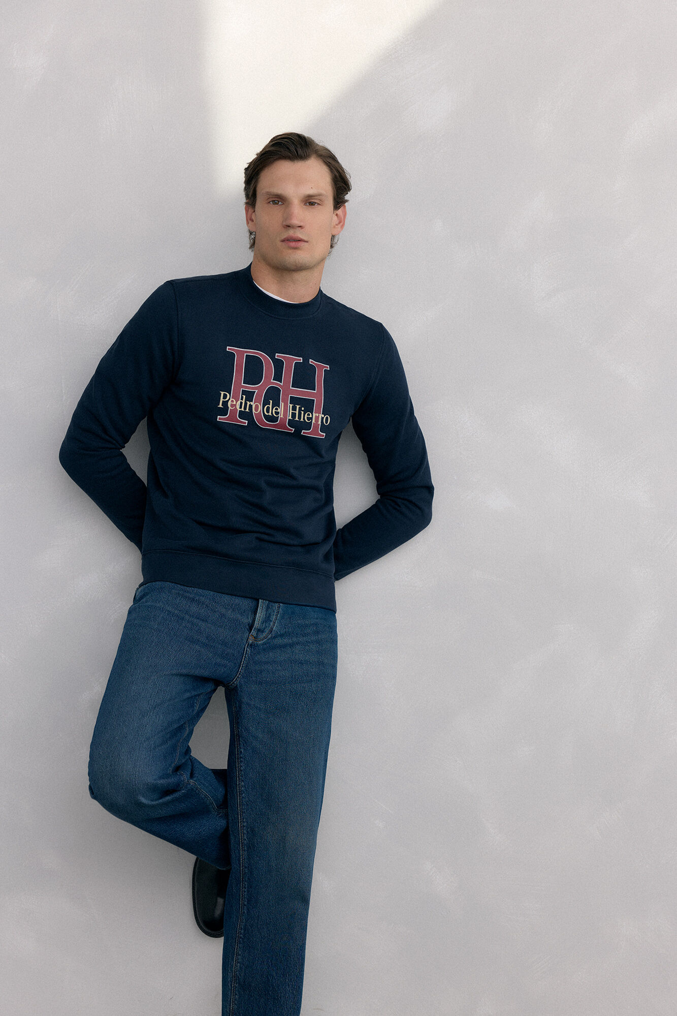 Pedro del Hierro Sweatshirt logo crew neck Blue