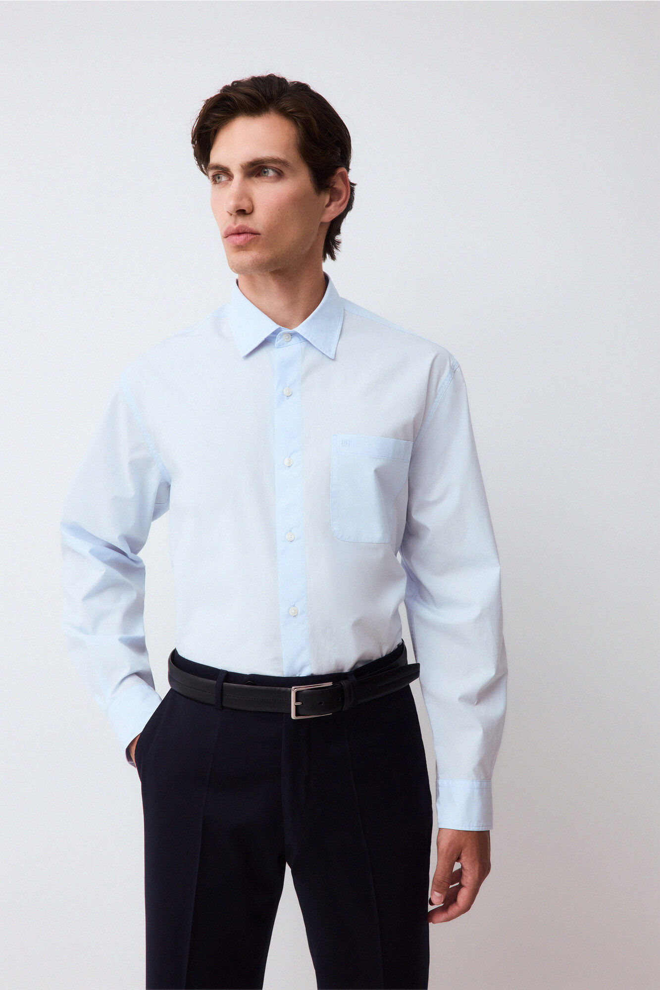 Pedro del Hierro Plain poplin relaxed fit shirt Blue