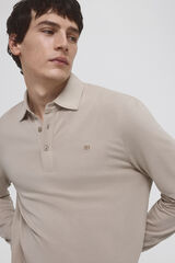 Pedro del Hierro Tencel long sleeve polo shirt Beige