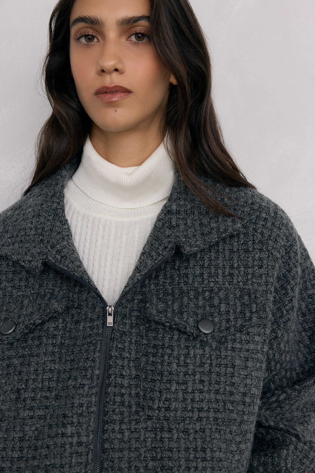 Pedro del Hierro Gray zip fastening -up jacket