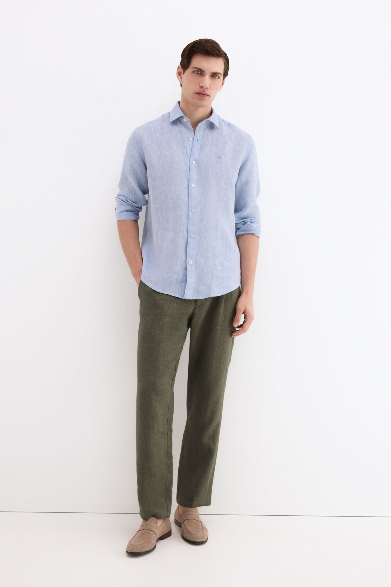 Pedro del Hierro Cotton-linen regular fit trousers